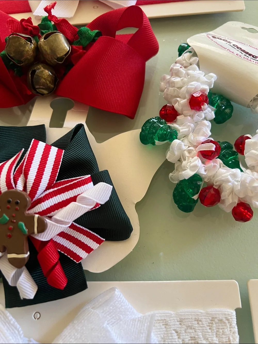 Holiday Kids Bow Hair Accessory Set - Red, White, Green